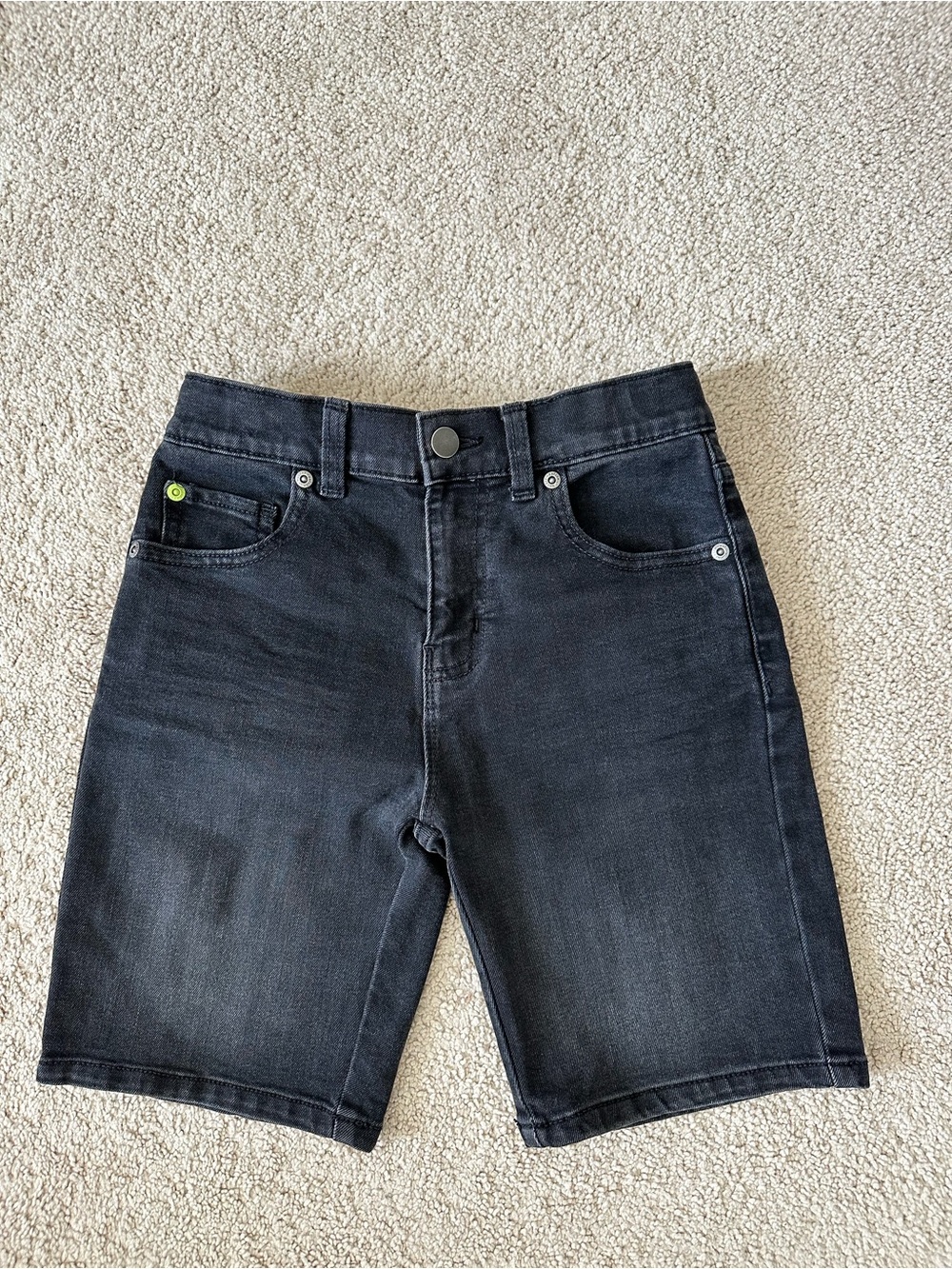 Wonder Nation Boys Jean Denim Shorts Size 8 Black Straight Adjustable Waist